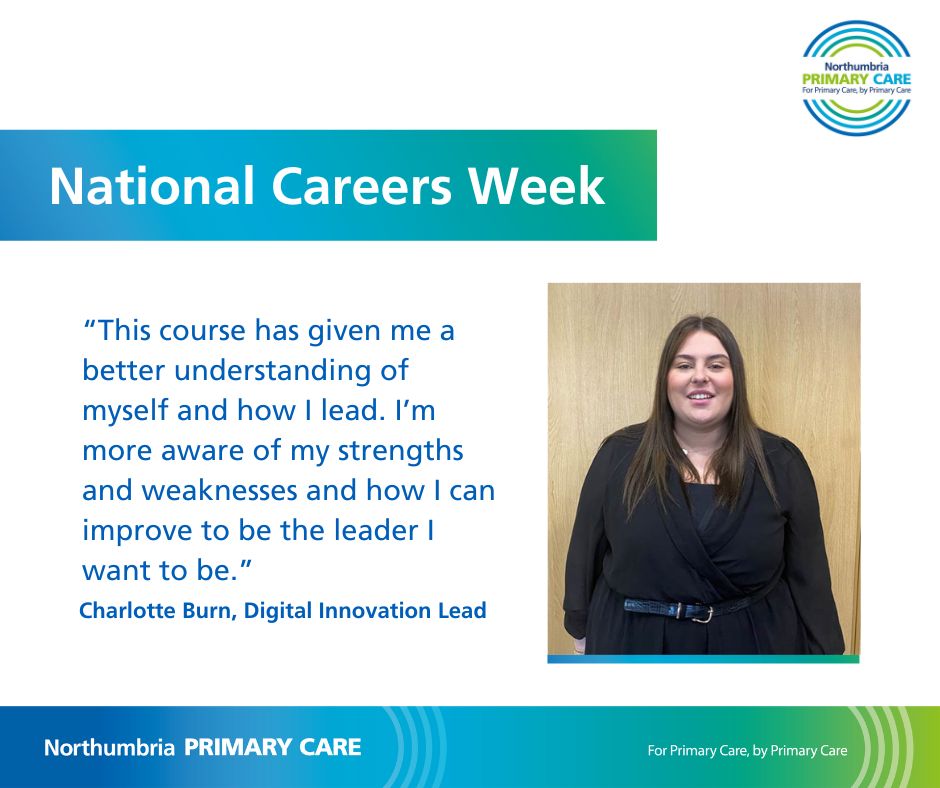 This week is #NationalCareersWeek. At Northumbria Primary Care we value our people and want to see them grow with us. To support this, we run an Aspiring Care Leaders programme that helps colleagues understand and grow their leadership skills. #NCW2024