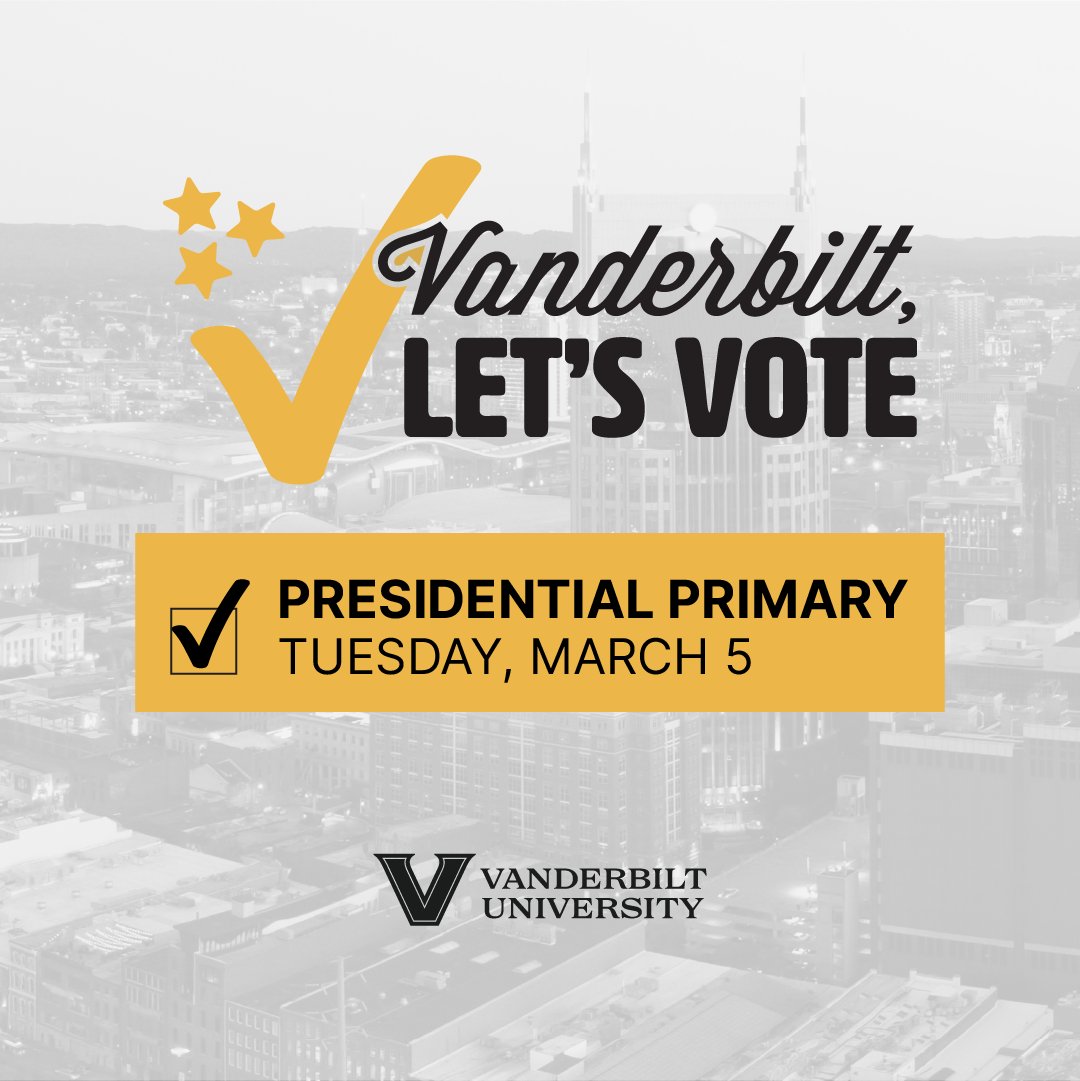 #ElectionDay is here for the presidential primary! Time to let your voice be heard. Find your polling place in Davidson County: ow.ly/KlOC50QIUM4.

#Vote #VanderbiltLetsVote