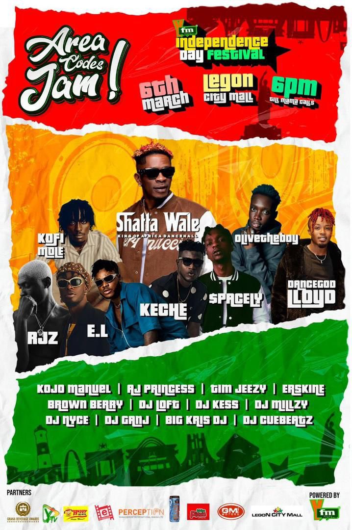 Tomorrow is the BIGGEST Independence Day Jam ever! #AreaCodesJam this year is happening at the Legon City Mall with so many awesome artistes lined up including @shattawale.
You won’t forgive yourself if you miss it. Register here now : yfmghana.com/area-code-jams/
#TheClassicBlogger