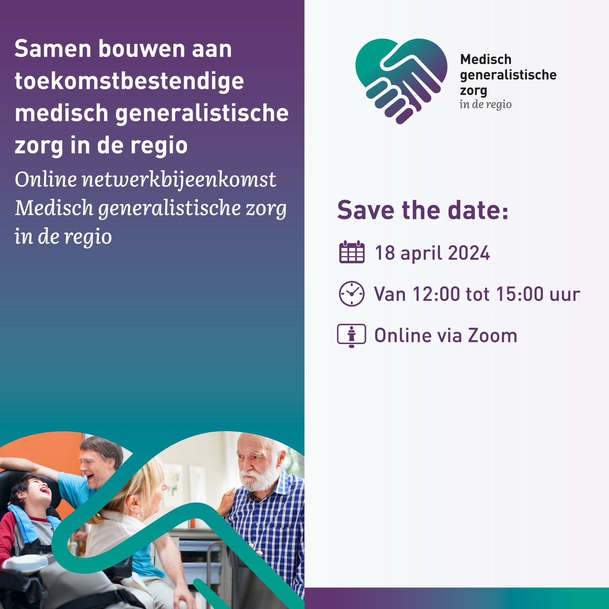 Samen met @Vilans en het @MinVWS organiseren we op 18 april tussen 12:00 en 15:00 uur een online lunch- en netwerkbijeenkomst ‘Samen bouwen aan toekomstbestendige medisch generalistische zorg in de regio’. #mgz Meld je aan via vilans.nl/actueel/agenda…