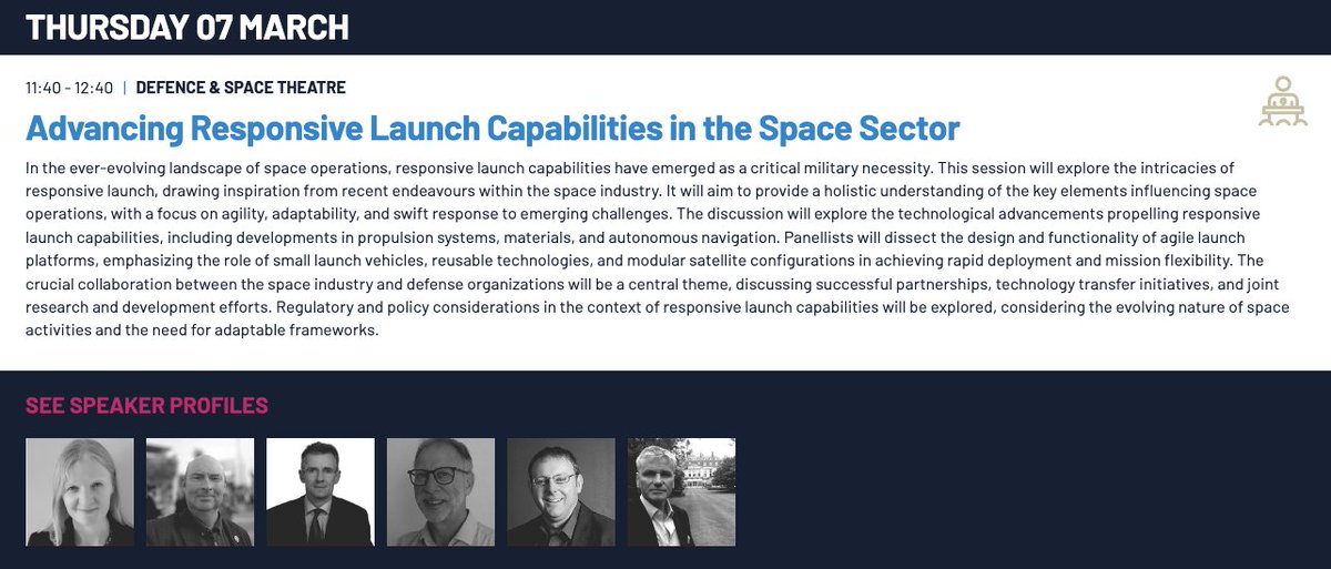 Our MD Dr John Paffett will be speaking this morning on the ‘Advancing Responsive Launch Capabilities in the Space Sector’ panel session @SpaceCommExpo 📍 Defence & Space Theatre, 11:40am #SpaceCommExpo2024