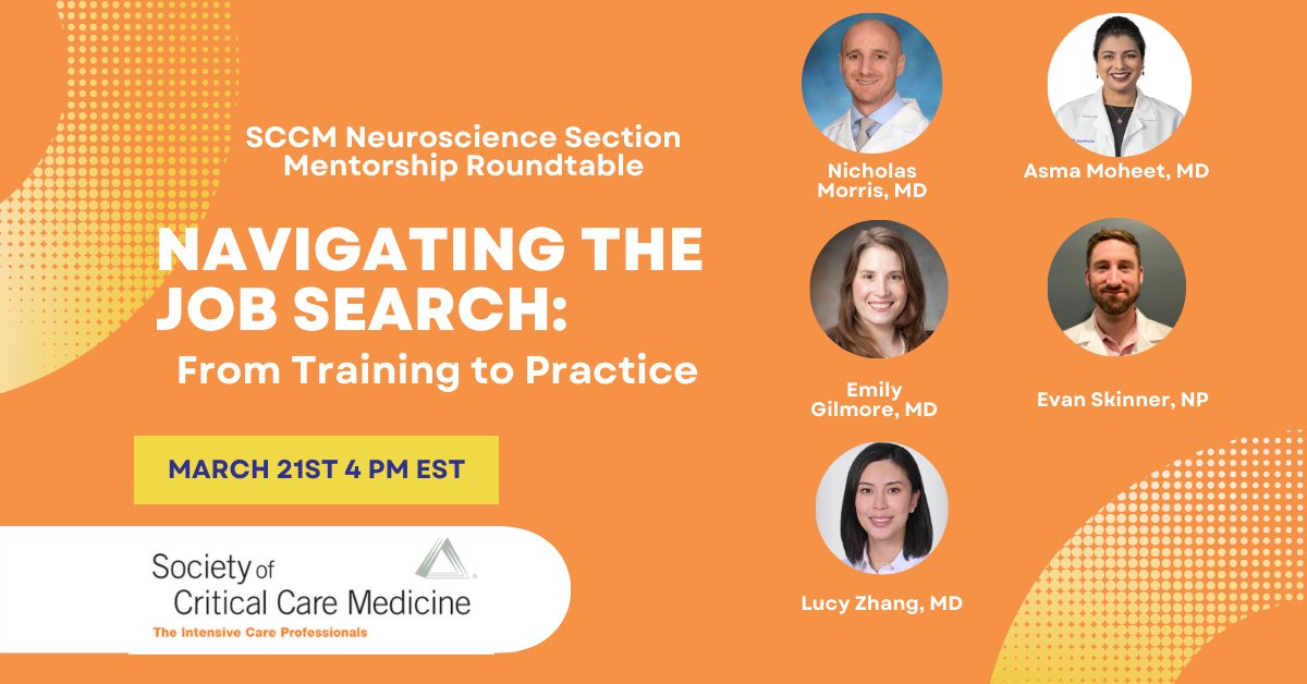 Want to learn more about navigating the job search? Mark your calendars for this incredible opportunity to listen and learn from experts on their personal experiences and key pieces of advice from their journeys. You don’t want to miss this!! 🗓️ 3/21 @ 4PM EST #NeuroTwitter