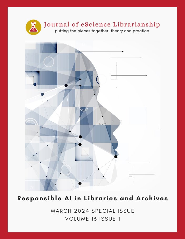 Published: Volume 13 Issue 1 📕 Responsible AI in Libraries and Archives Partnering with the @US_IMLS funded project we have published case studies on making ethical decisions when implementing AI to enhance library services. Read the complete issue ➡️ publishing.escholarship.umassmed.edu/jeslib/issue/5…