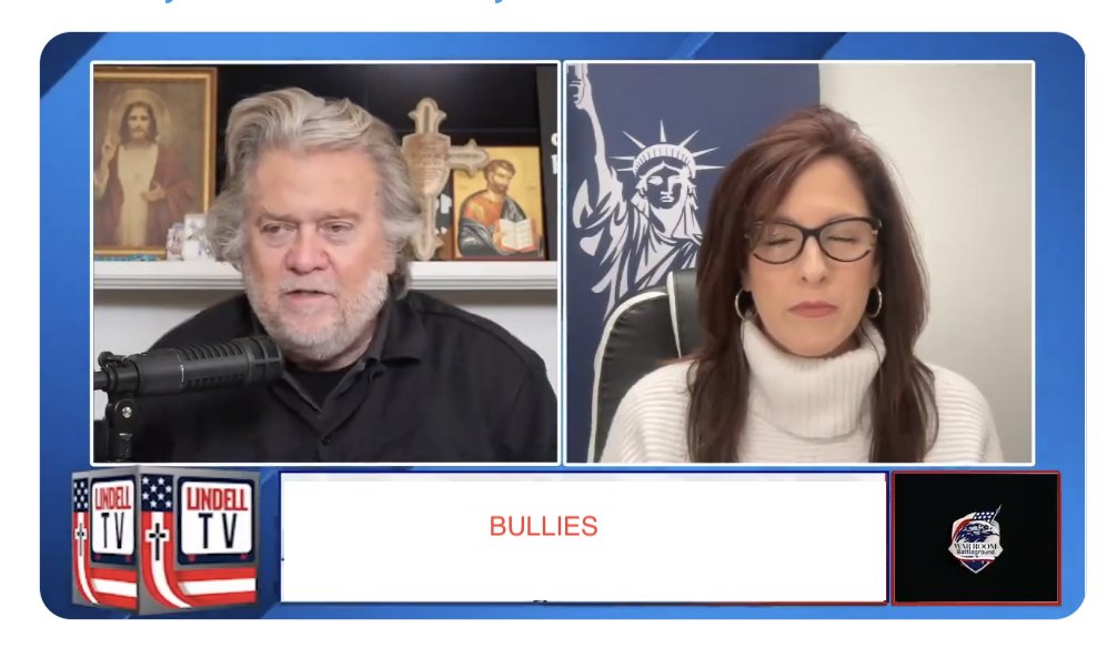😲@moms4liberty @4TiffanyJustice shows us who they are by going on the MyPillowGuy's TV network + talking with ultra-MAGA Steve Bannon about their common anti-public education, fear-mongering agenda. Watch the 60 Minutes story if you haven't youtube.com/watch?v=JNaw_Z…