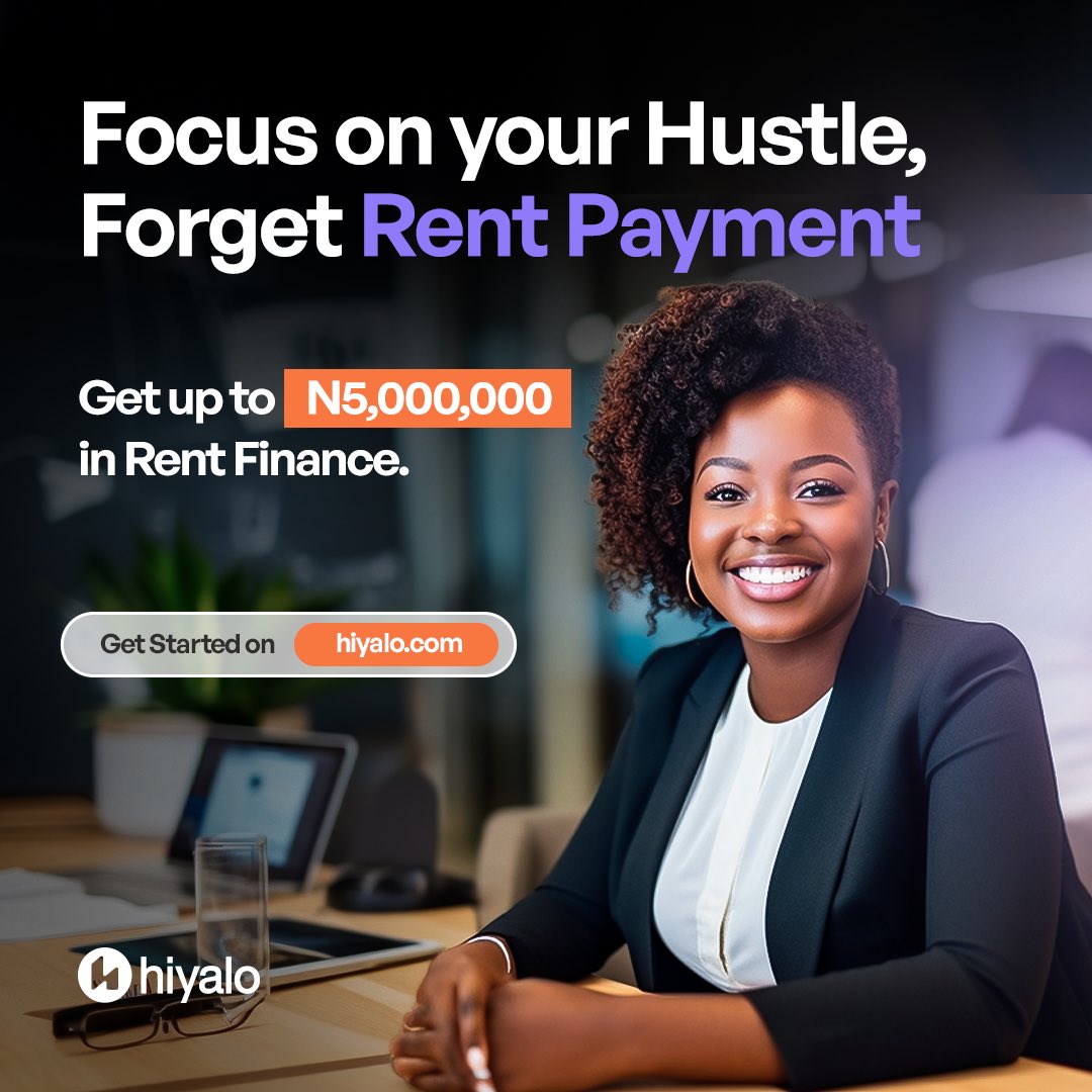 Dear Working Professional, forget Rent Payment, focus on YOUR hustle 🧏🏾‍♀️

Access up to N5million in Rent Financing on hiyalo.com today! 

#Fintech #Finances #hustle #ElevateYourCareer