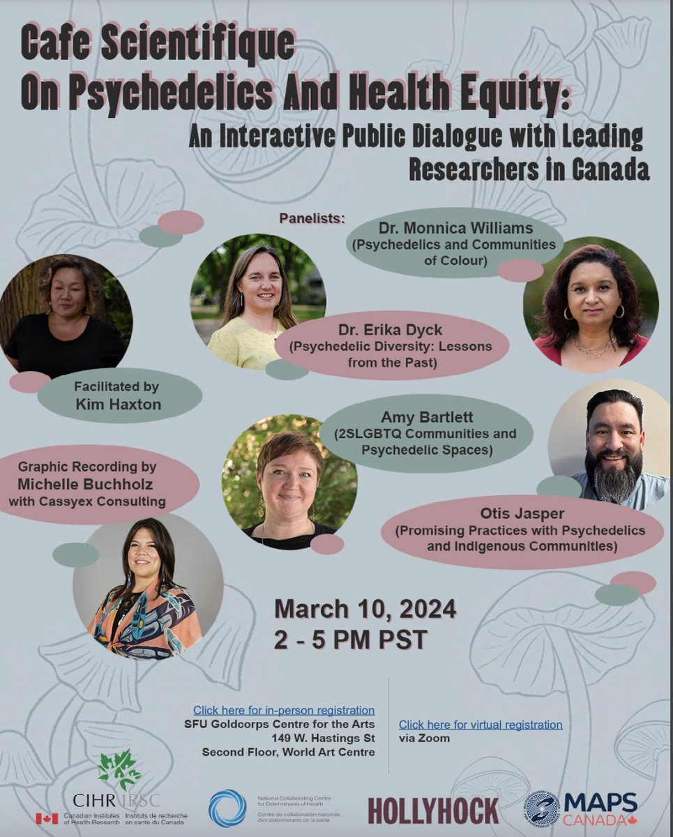 Are you in Vancouver? Come check out this discussion on health equity and psychedelics (or join us on zoom)! Registration is free - details here👇