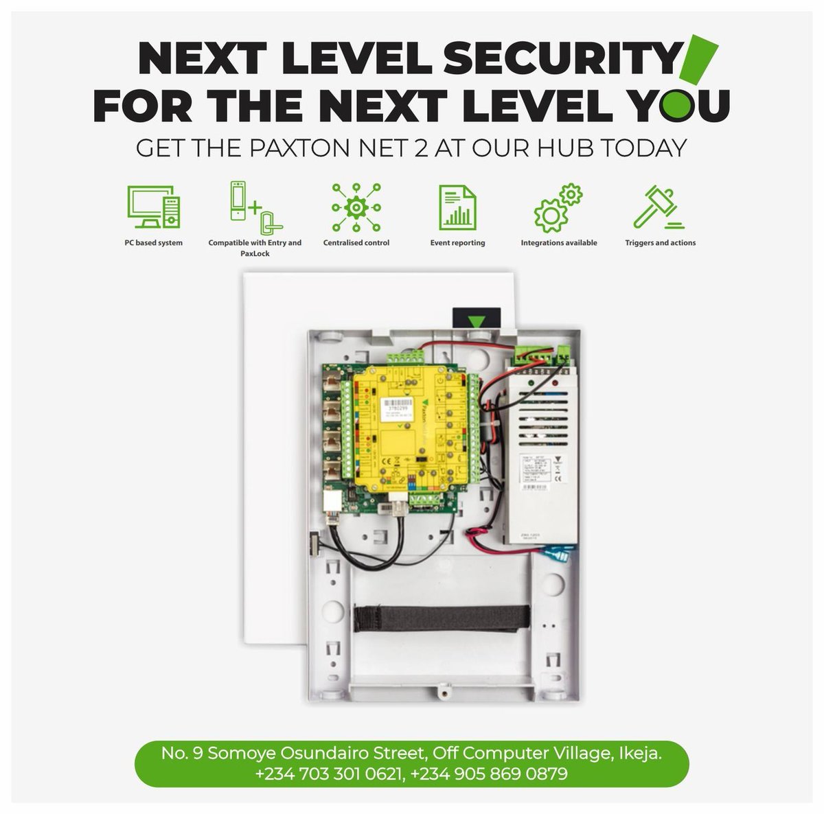 SecureTechNig's tweet photo. Do you want an improved security system for your organisation? then we've got you covered. The Paxton Net 2 gives you all-round security and protection. Visit us today at 9 Somoye Osundairo Street, Computer Village, Ikeja, Lagos. https://t.co/WX7PREBC4l