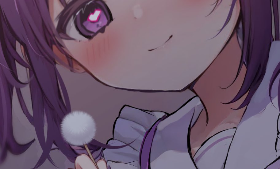 1girl solo smile mimikaki heart purple hair purple eyes  illustration images