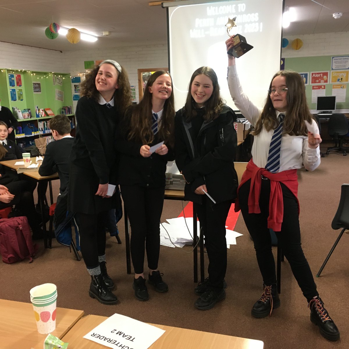 Team #perthacademy is looking forward to the Well-Read quiz tomorrow @PHSLibrary6! The trophy is packed and ready to go. See last year's winning team below!  Thanks to the #PerthRotaryClub for sponsorship. #GreatSchLibs #readingforpleasure