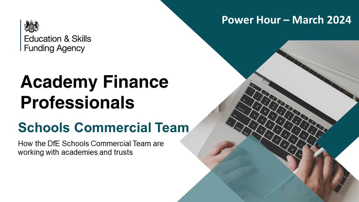 Join our Power Hour on Thursday 21 March, from 3pm to 4pm. Learn more about how the DfE Schools Commercial Team are working with #academies and trusts. Sign up here: eventbrite.com/e/academy-fina…