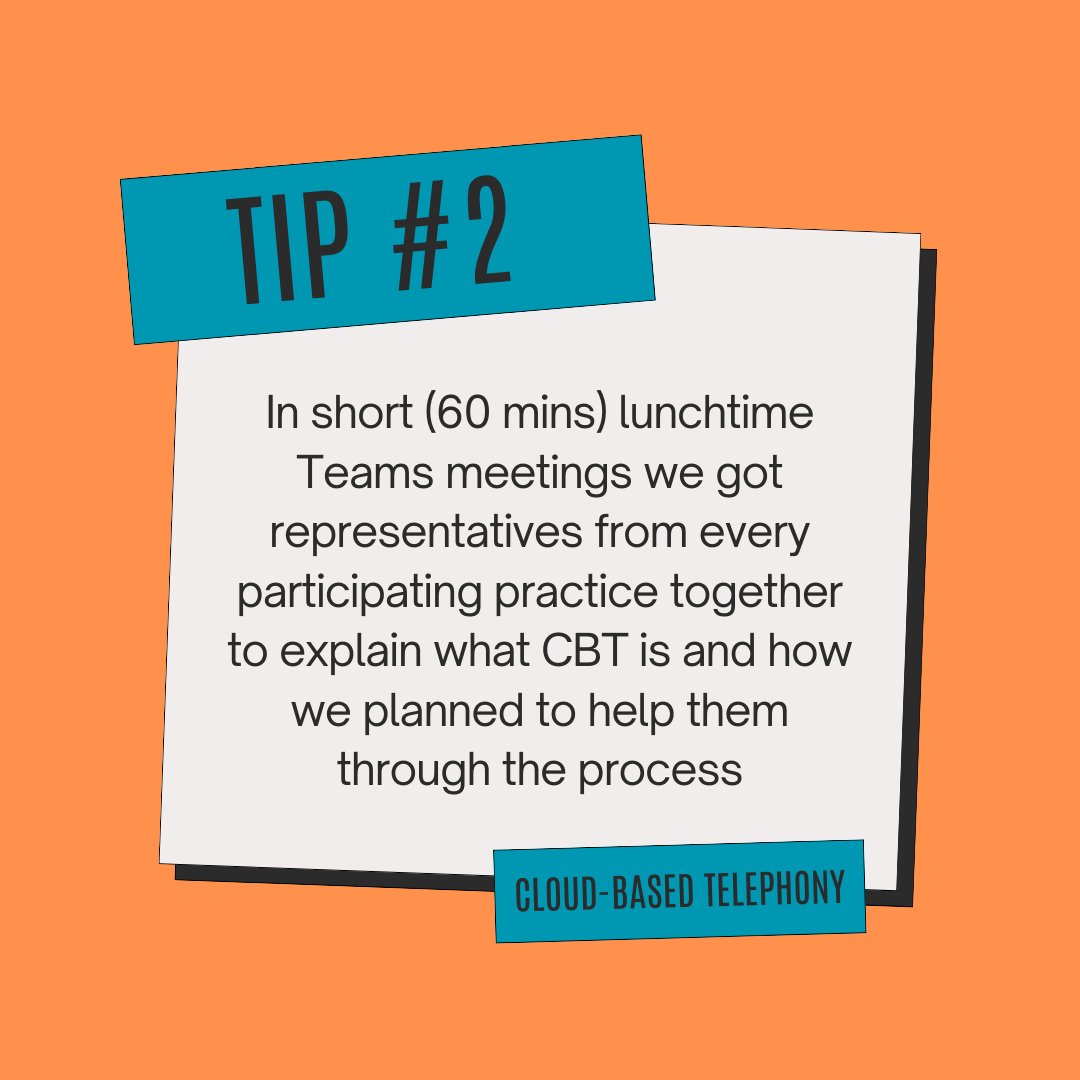 HowbeckHC's tweet image. Here is tip two on how we helped Cheshire Practices move to Cloud-Based Telephony (CBT).

Look out for tip number three!

#telephony #cloudbasedtelephony