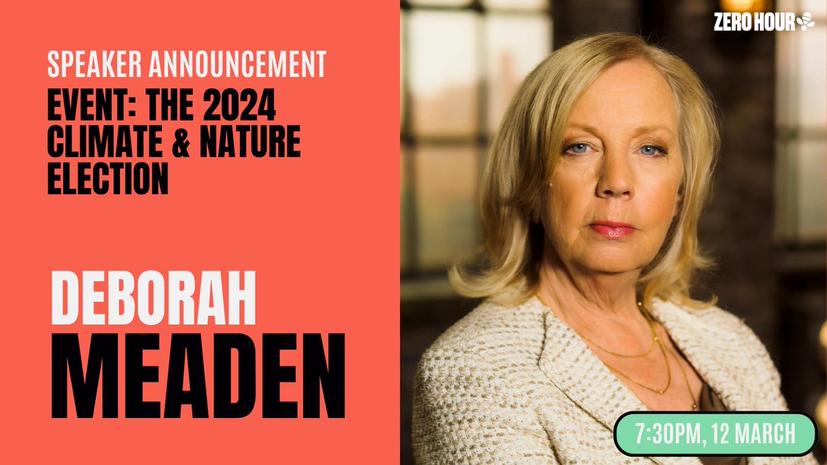 ⚡️ SPREAD THE WORD! ⚡️ Deborah Meaden will be joining Chris Packham at Zero Hour’s #GE2024 campaign launch! Join us at 7.30pm, 12 March to explore how YOU can help decide the 2024 climate and nature election. RSVP 🎟️ tinyurl.com/yyc7vv9r