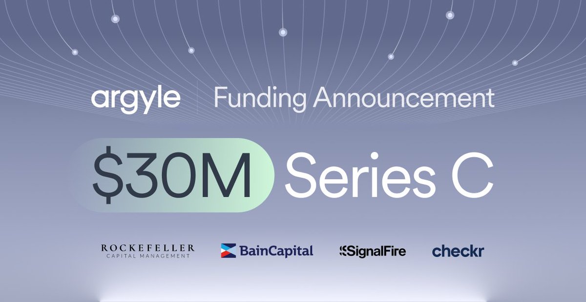 There’s nothing like a $30M Series C announcement to start the day! Thank you to our investors— @RockCapMgmt, @BainCapVC,@SignalFire & @Checkr—and the hard work of our incredible team. Argyle’s people-focused, enterprise-adoption era has begun: hubs.la/Q02nb5x_0