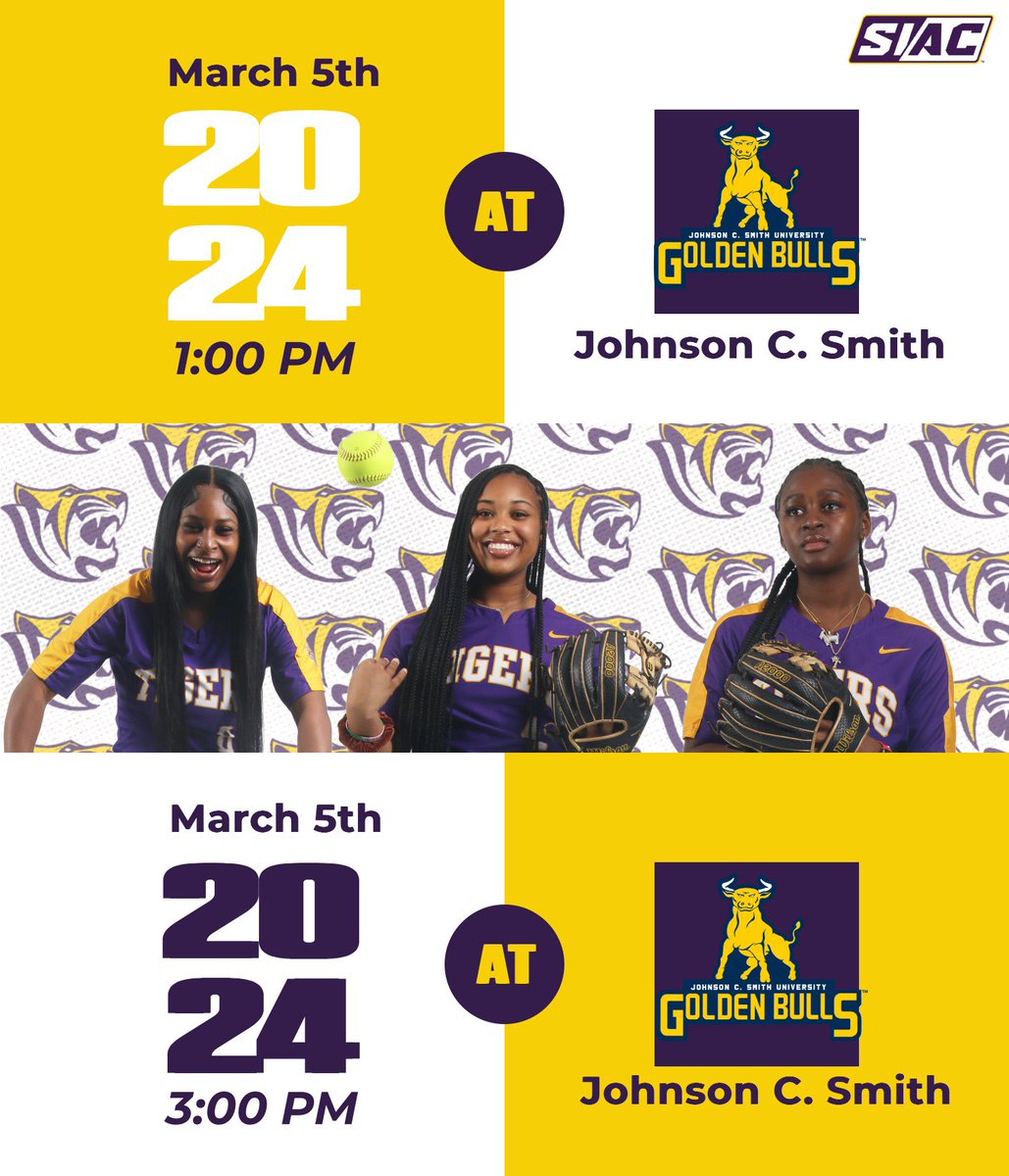 benedict_tigers's tweet photo. GAMEDAY!                        @benedictsoftball 🆚 @jcsusoftball
⏰  1:00 PM (DH) 3:00
📍Columbia, SC
🏟️ Tiger Field https://t.co/BTal2smzGf
