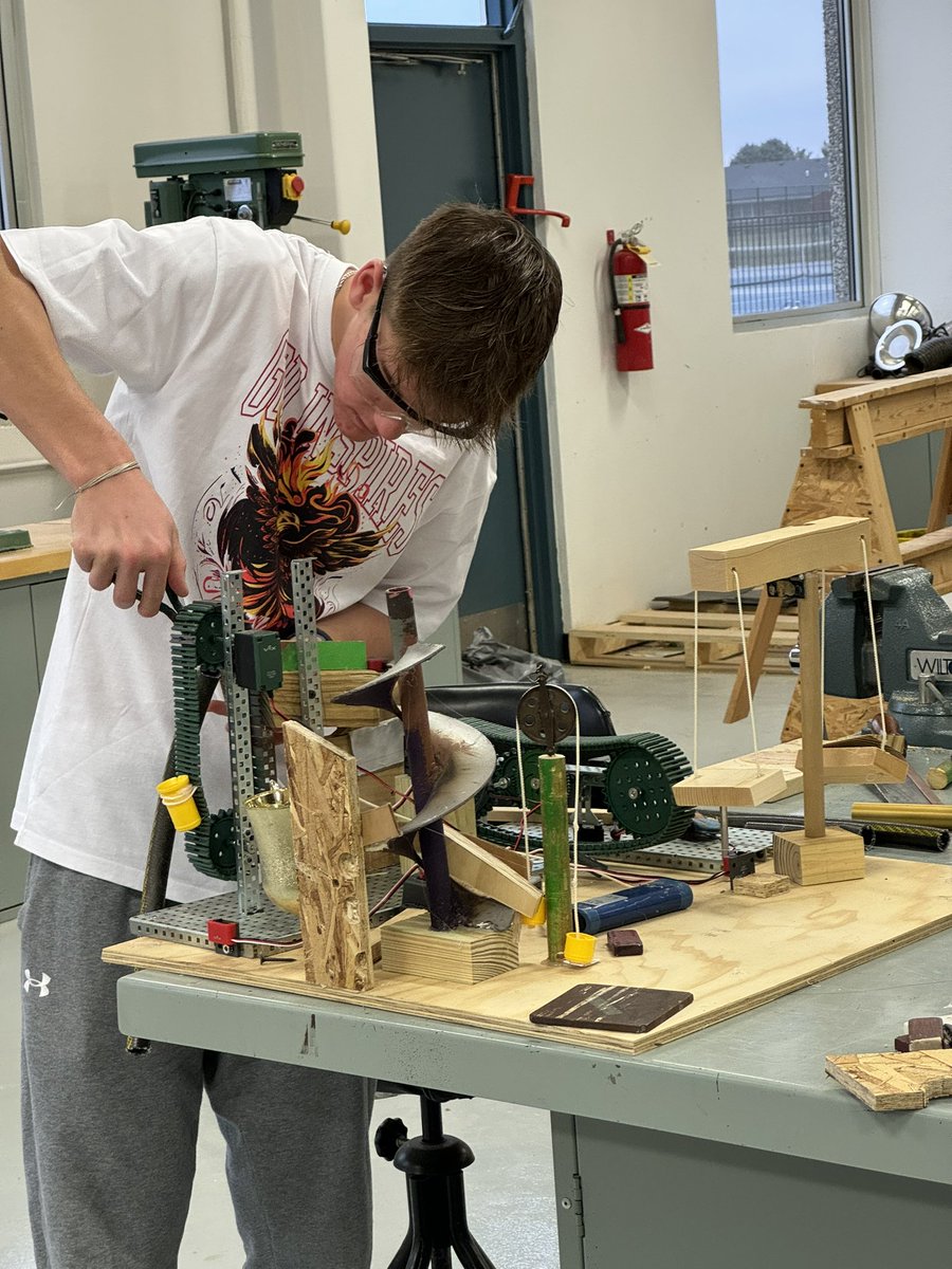 GCHSPirates's tweet image. Strategy, problem solving, and creativity on full display with our engineering students. Looking forward to seeing their finished Rube Goldberg machines this week in #PLTW!