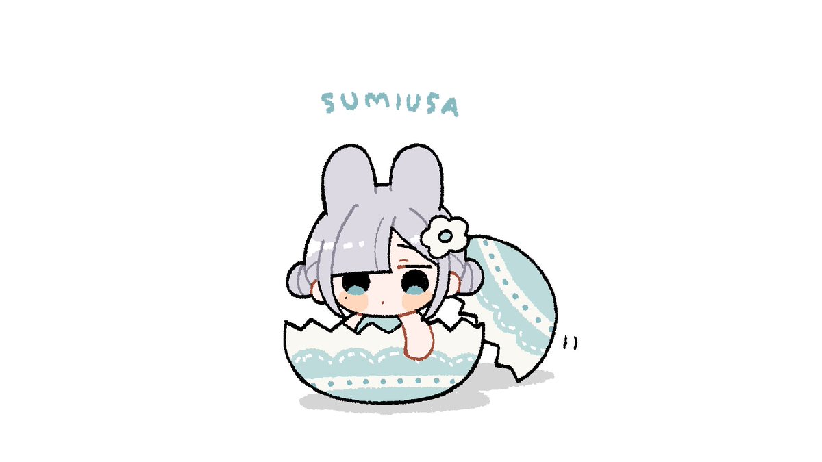 1girl innertube animal ears solo chibi grey hair white background  illustration images