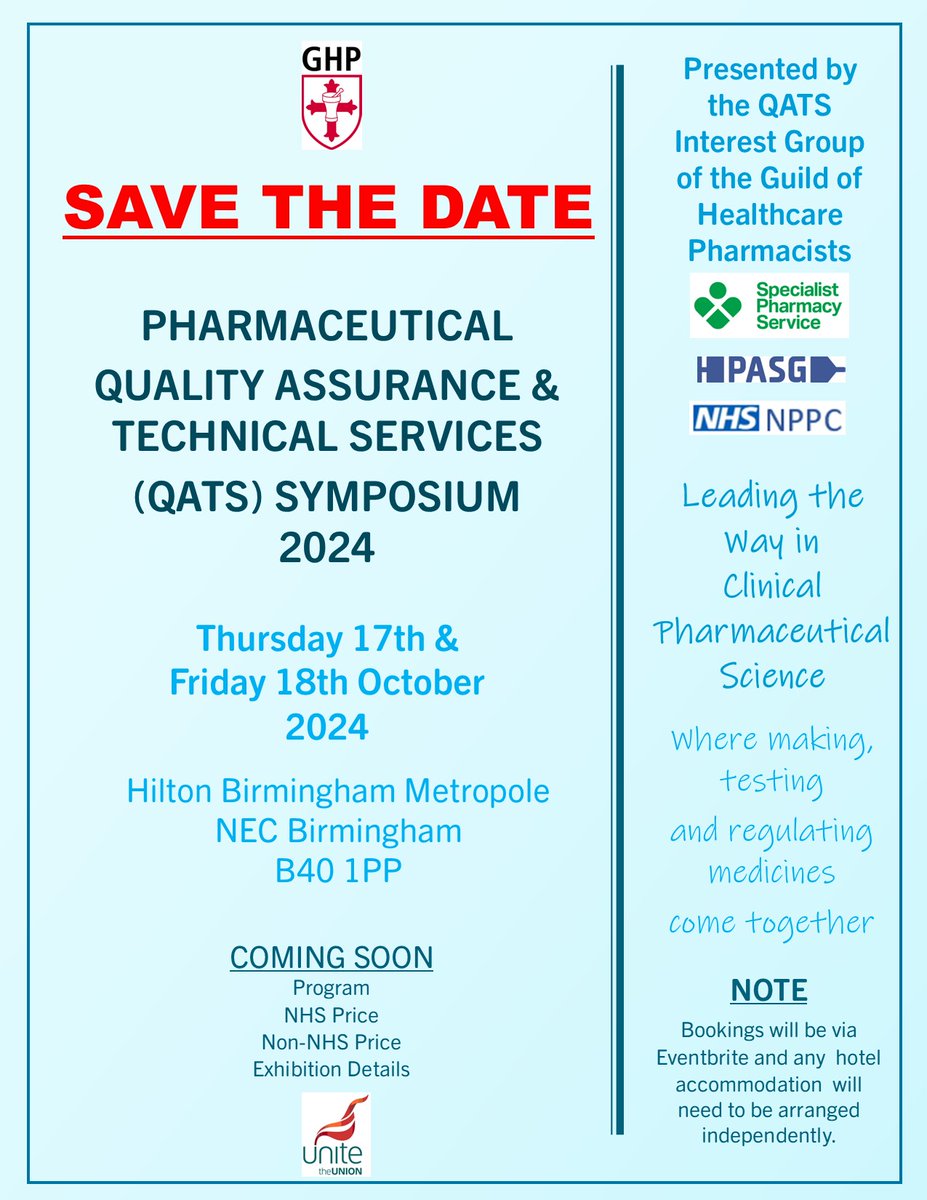 Save the date for QATS 24!!!!! If you work in pharmacy technical services you won't want to miss this.