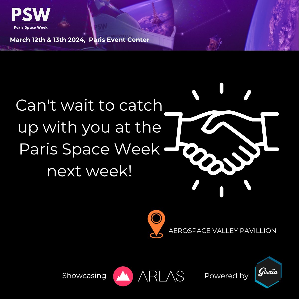 🚀 7 days to the 11th edition of <a href="/ParisSpaceWeek/">PARIS SPACE WEEK</a> !

🛰️ Stakeholders discuss #space exploration's and #earthobservation's valuable insights.

💬Are you going, and passionate about EO data optimisation? We'd love to connect with you!

📍Meet us at the <a href="/AerospaceValley/">Aerospace Valley - Inactif</a> Pavilion.