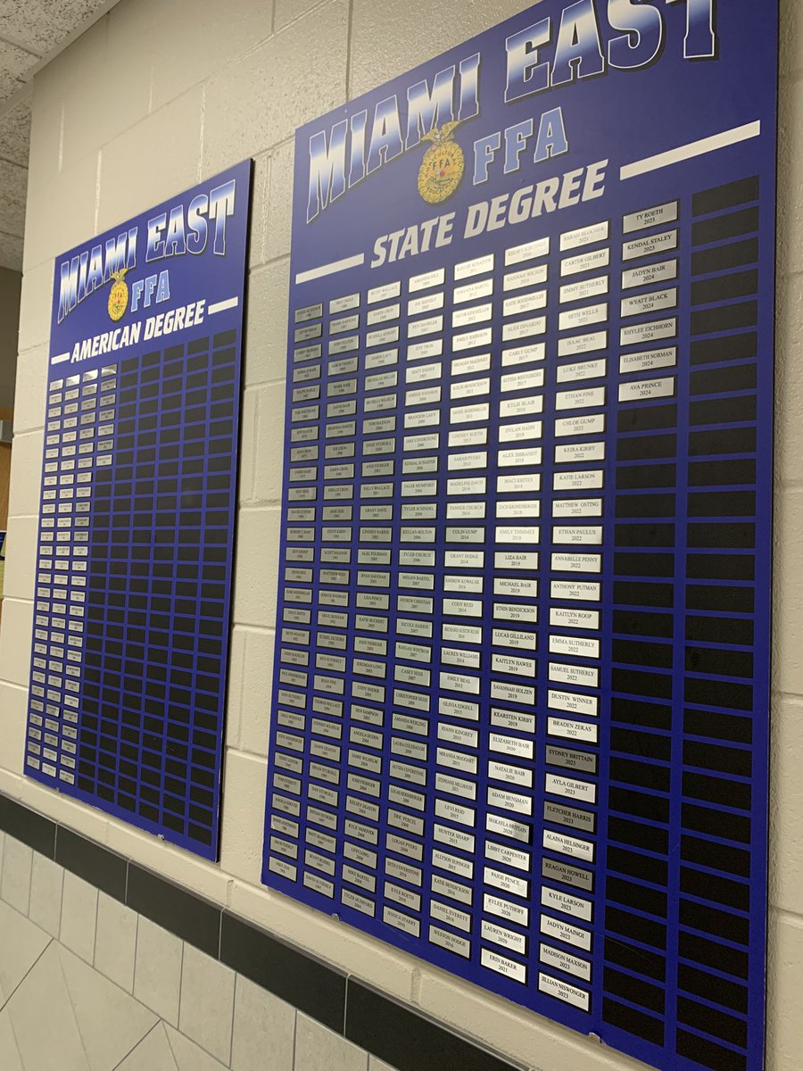 Added our 2024 State FFA Degree recipients to the hallway boards. 🏆🎖️📣 They join a list of some accomplished FFA members! 💪🏻😍🙌