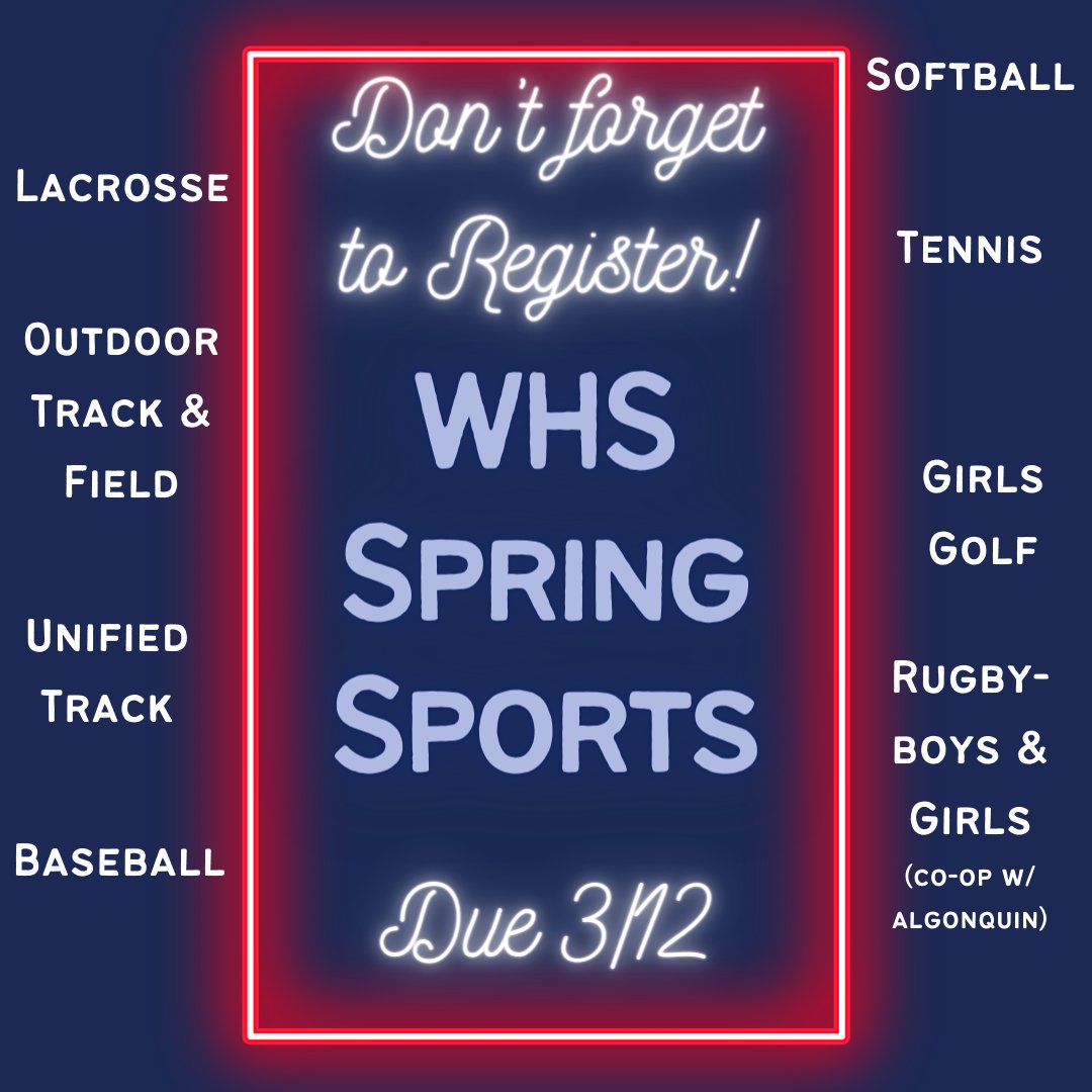 WHS Rangers (@westbororangers) on Twitter photo Spring Registration And Physicals Are Due 3/12! Check Your Student Email, ParentSquare, Or The Athletics Website For The Registration Link! Spring Registration And Physicals Are Due 3/12! Check Your Student Email, ParentSquare, Or The Athletics Website For The Registration Link!