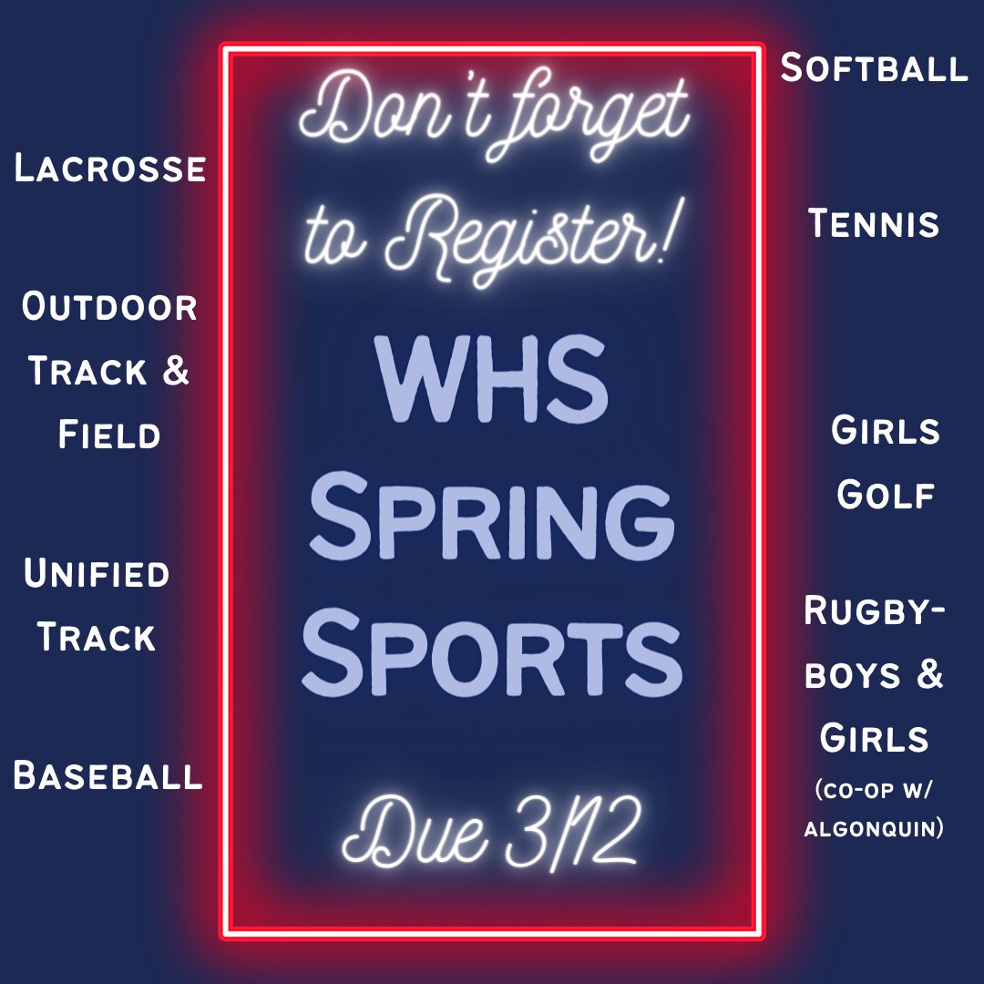 Spring Registration And Physicals Are Due 3/12! Check Your Student Email, ParentSquare, Or The Athletics Website For The Registration Link!