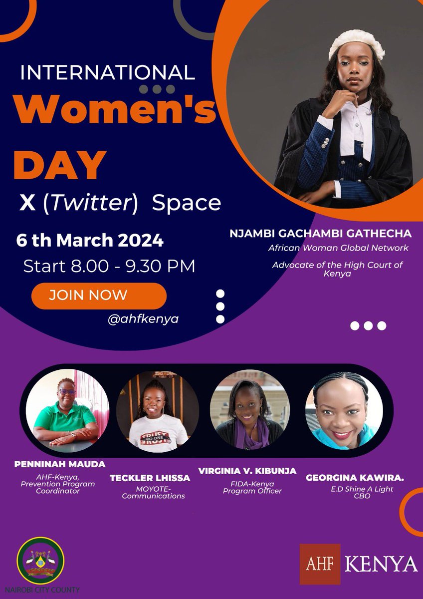 Join AHF Kenya and partners for an X SPACE in celebration of International Women's Day 'Invest in Women:Accelerate Progress through success stories. on March 6th from 8:00 PM to 9:30 PM. We're excited to host a dynamic panel featuring powerhouse women from various organizations.