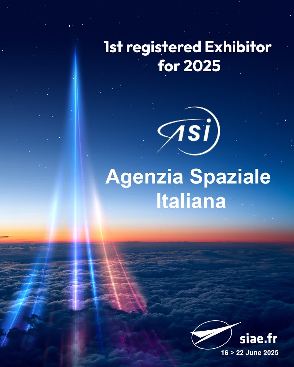 Congratulations to #ASI Agenzia Spaziale Italiana our first registered Exhibitor for the next #ParisAirShow! Great timing! During the next edition of the Show, we will pay special attention to Space. Join us : siae.fr #PAS2025 @ASI_spazio