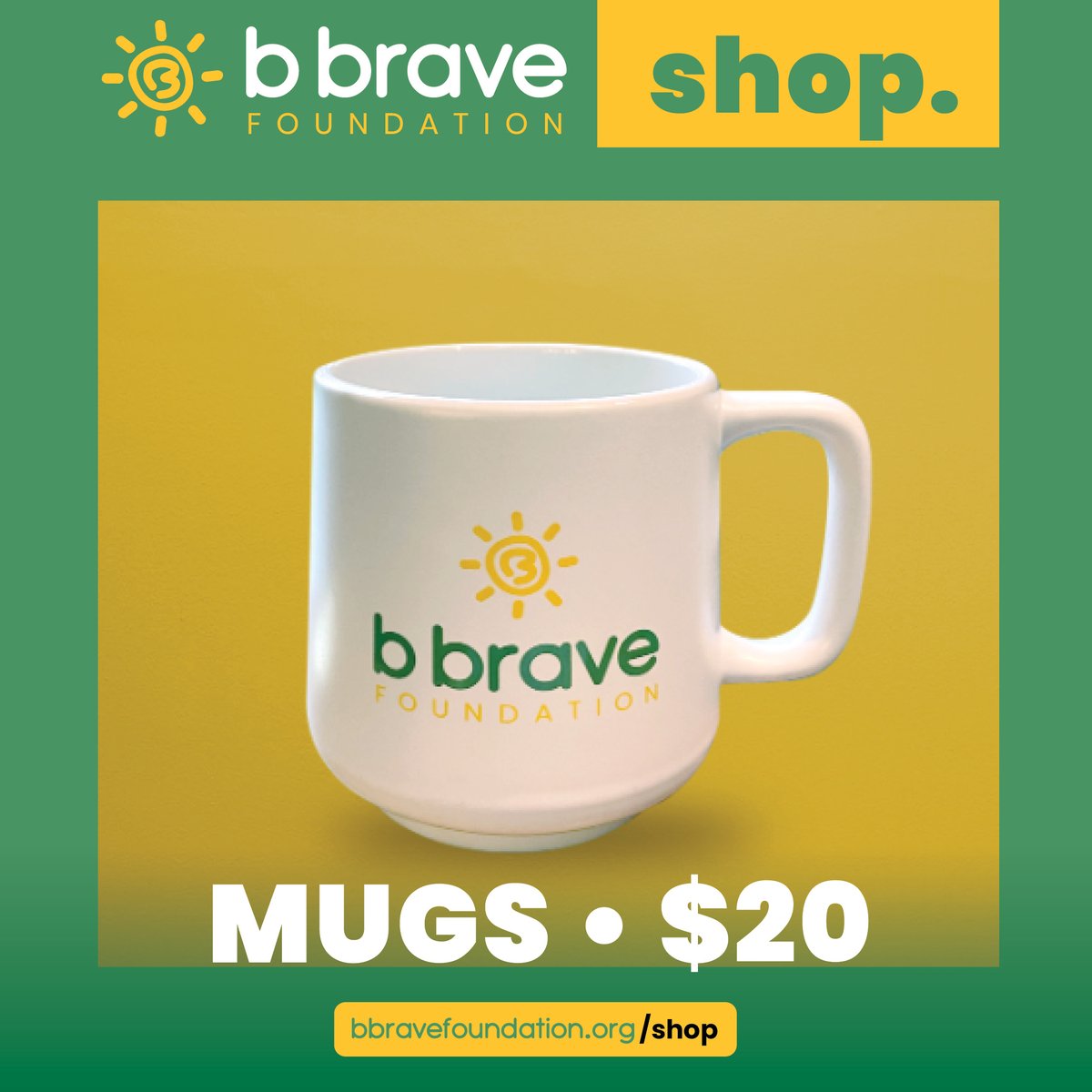 bbravefound's tweet image. Start your morning right with our B Brave mugs! Only $20 each, available now. Your purchase supports families battling rare diseases. Shop at bbravefoundation.org/shop  #BBRAVESwag #SupportRare #rarediseaseawareness #bbravefoundation
