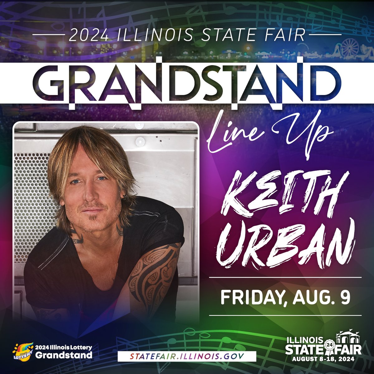 JUST ANNOUNCED!
The Illinois State Fair adds Keith Urban to its 2024 Grandstand lineup, performing on Friday, August 9th.
Tickets will go on sale Saturday (March 9) at 10 a.m.
#ILStateFair #Grandstand2024 #concerts #livemusic #AgDay #entertainment