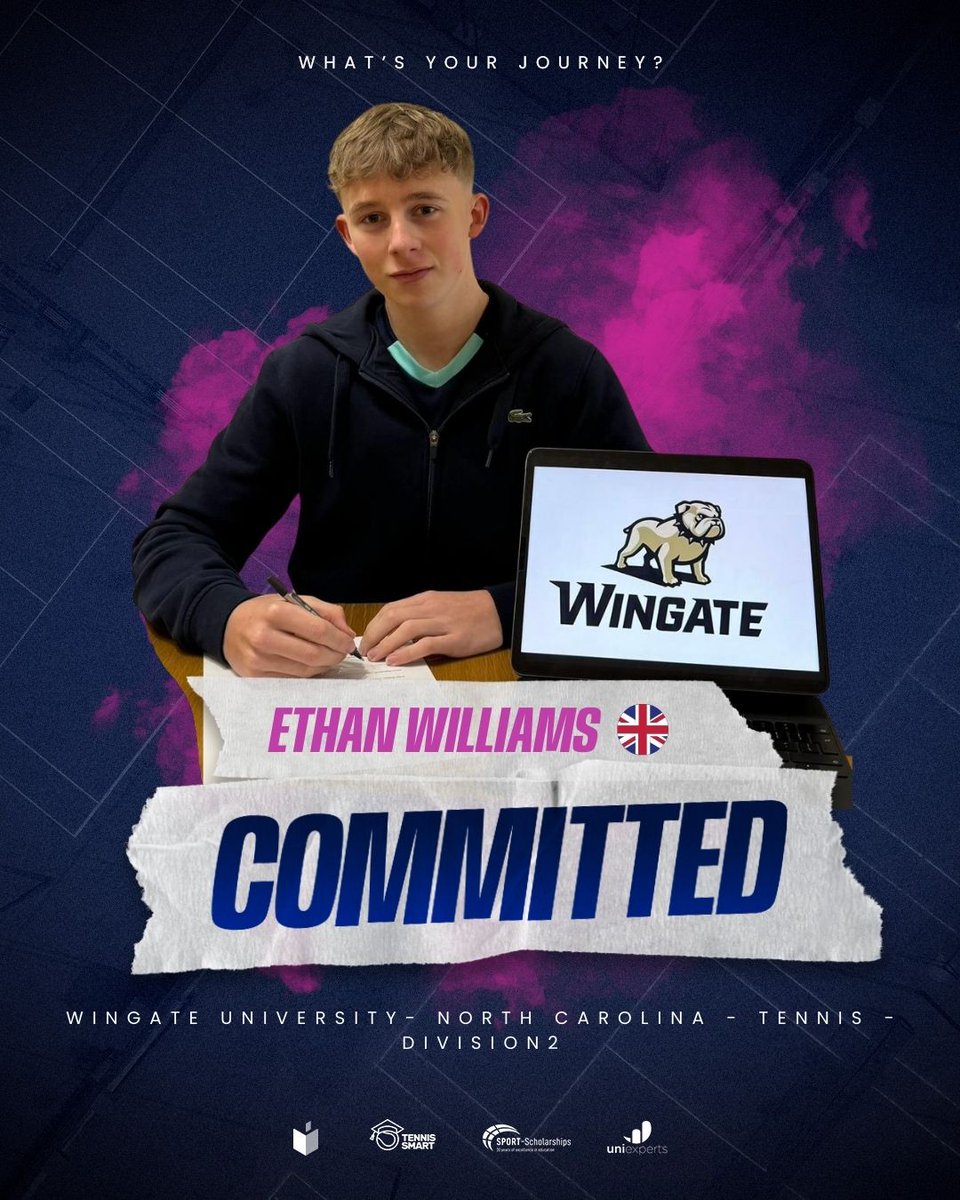 Huge congrats to @tennissmart Keystone Sports @tennisderbs @ashbytennisclub student athlete Ethan Williams who commits to @wingatetennis Fall 2024. Looking forward to supporting you through college & your transition onto the Tour or into the working world