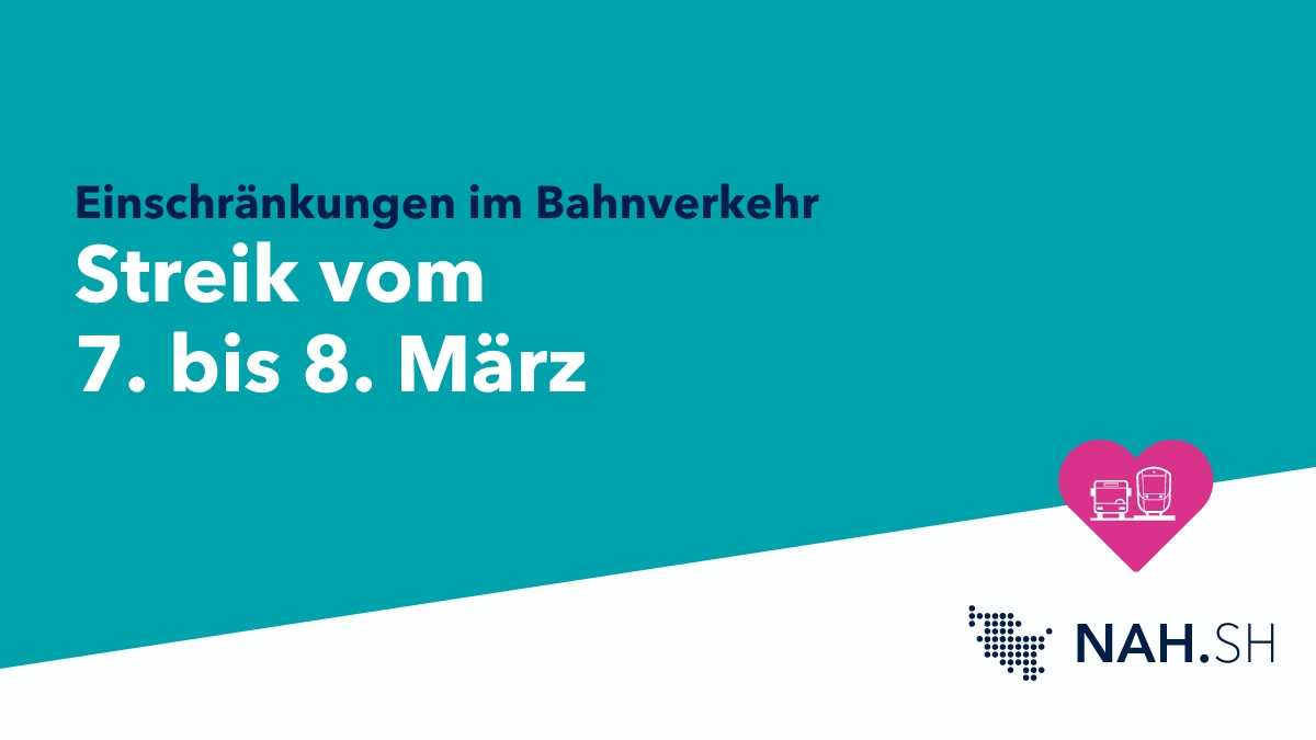 ❗ Die GDL hat ihre Mitglieder zu einem bundesweiten Streik von Donnerstag, 7.3. (2 Uhr) bis Freitag, 8.3. (13 Uhr) aufgerufen. 🚆 Direkt betroffen sind die Strecken von der DB Regio. Die anderen Verkehrsunternehmen streiken nach jetzigem Stand nicht. 🔎: nah.sh/de/themen/neui…