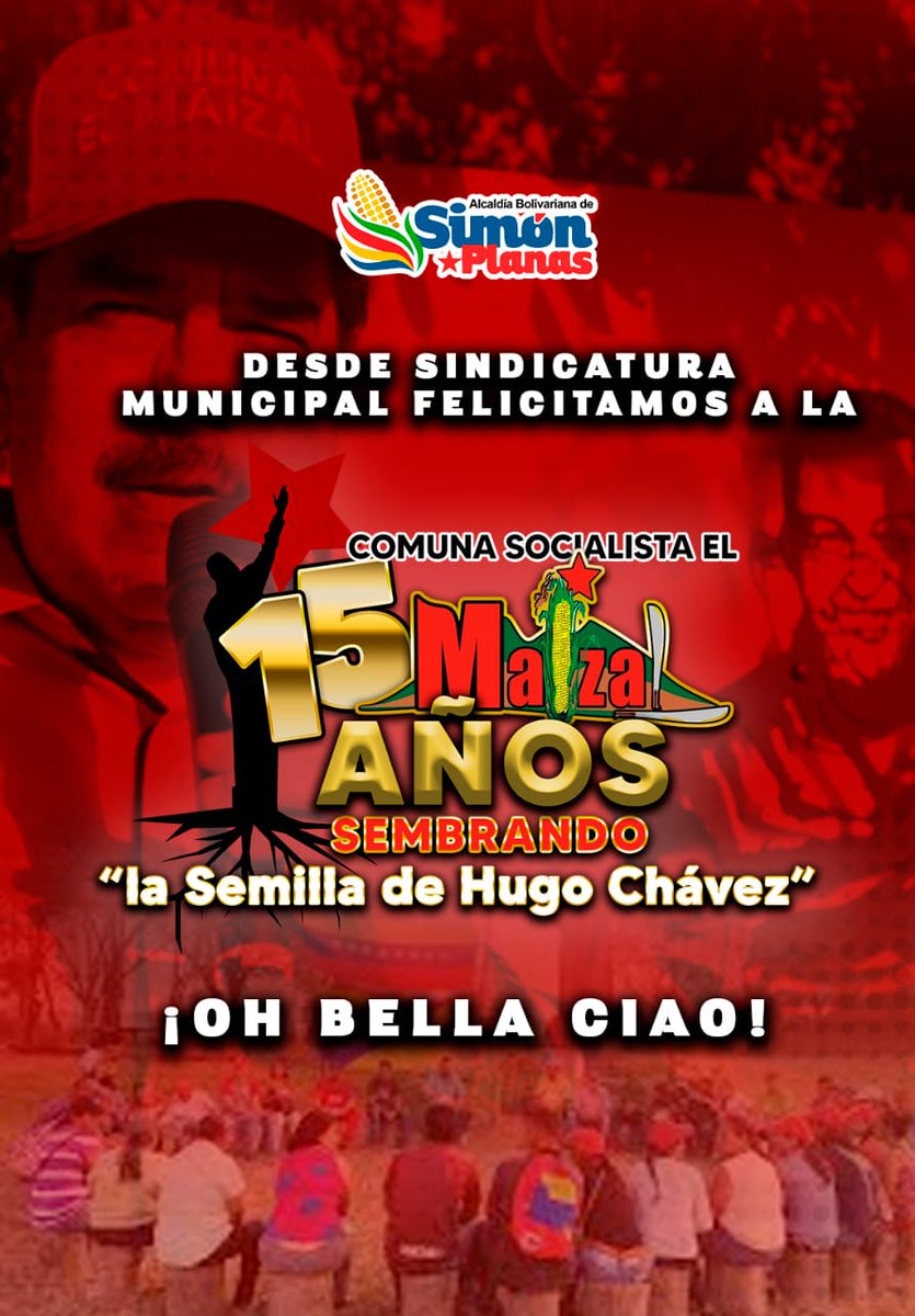 Comenzamos la celebración! #ElMaizalCumple15 esta comuna hija de Chávez sigue floreciendo y dando frutos como así lo quiso. Este pueblo organizado te invita a compartir y conocer la experiencia Comunera acumulada en todos estos años de batallas y victorias. @NicolasMaduro