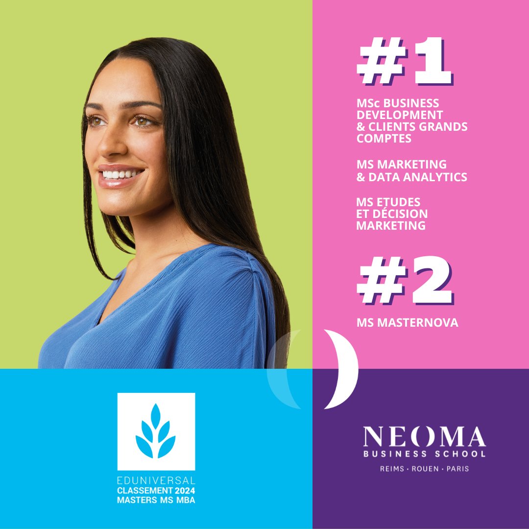 Les Masters en Alternance de NEOMA sont mis à l'honneur dans le Classement Eduniversal 2024 des meilleurs Masters, MS et MBA :
🥇 3 de nos Masters se classent en 1ère place
🥈 Le MS Masternova se classe en 2ème place

En savoir plus 🔎 bit.ly/3iwoJOt