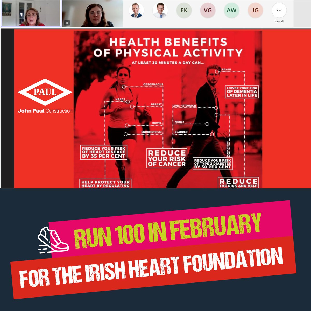 During February over 50 of our people took part in the Irish Heart Foundation's RUN100 challenge. We concluded the month with a highly informative talk from Anne Riordan, Corporate Fundraising Manager at the Irish Heart Foundation. Well done to everyone involved! #RUN100