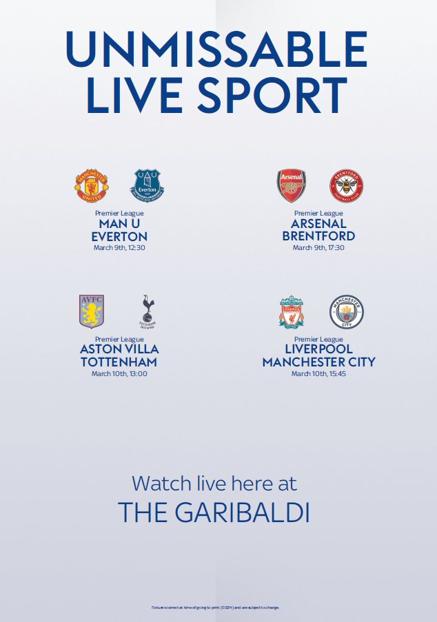 Live Sport at The Garibaldi #LiveSport #CommunityPub