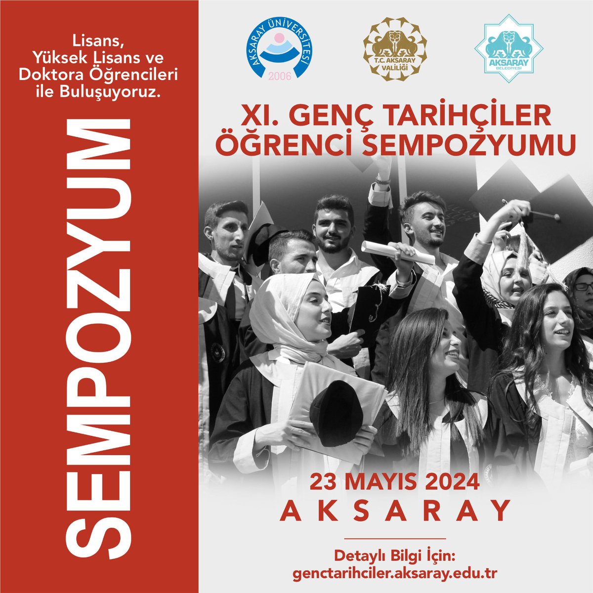 Aksaray Üniversitesi, Tarih Bölümü olarak 23 Mayıs 2024 tarihinde XI. Genç Tarihçiler Öğrenci Sempozyumu’nu (çevrimiçi) düzenleyeceğiz. Hepinizi bekleriz.
Sempozyuma katılım ücretsizdir.
Sempozyum web sitesi:
genctarihciler.aksaray.edu.tr
aksaraygenctarihciler@gmail.com