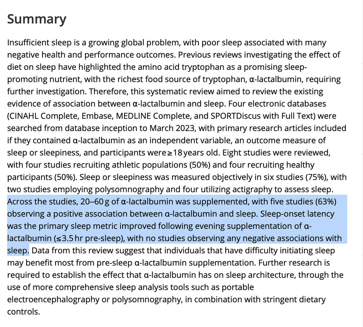 scisimplifiied's tweet photo. as insufficient sleep is on the rise

alpha-lactalbumin may be a useful supplement to utilize as studies found to be helpful in the onset of sleep w/ NO negative associations 

but it may be useful for mood regulation and cancer too...

🧵: ⬇️