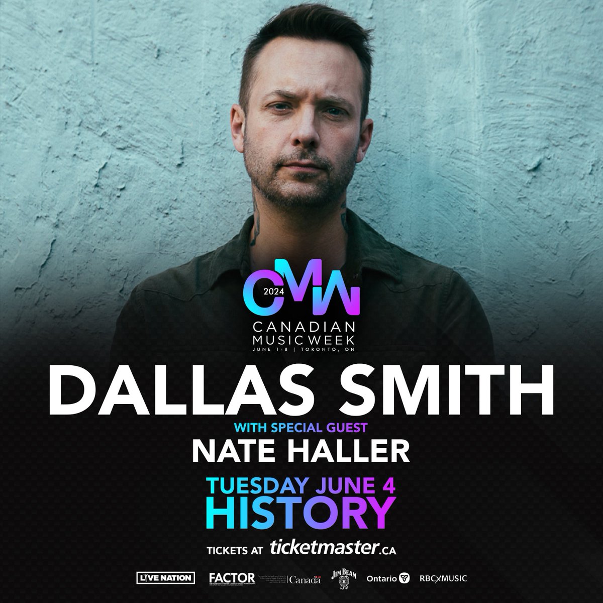 🚨JUST ANNOUNCED🚨 Dallas Smith will headline History on Tuesday June 4 with special guest Nate Haller! Tickets on sale tomorrow at 10am ET! 🎟️ bit.ly/3SUuFiA