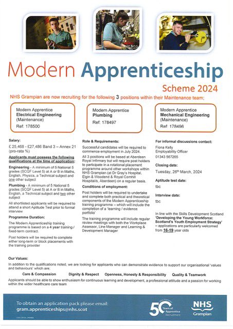 Douglas Andrew (@dougand8) on Twitter photo 3 brilliant Modern Apprenticeship opportunities with <a href="/NHSGrampian/">NHS Grampian</a> now āliveā - closing date 26th March 2024 <a href="/NHSG_Facilities/">NHSG Facilities & Estates</a> <a href="/NHSScotCareers/">NHSScotland Careers</a> <a href="/chantalmwood/">ChantalMWood</a> <a href="/PayneGavin/">Gavin Payne</a> 3 brilliant Modern Apprenticeship opportunities with <a href="/NHSGrampian/">NHS Grampian</a> now āliveā - closing date 26th March 2024 <a href="/NHSG_Facilities/">NHSG Facilities & Estates</a> <a href="/NHSScotCareers/">NHSScotland Careers</a> <a href="/chantalmwood/">ChantalMWood</a> <a href="/PayneGavin/">Gavin Payne</a>