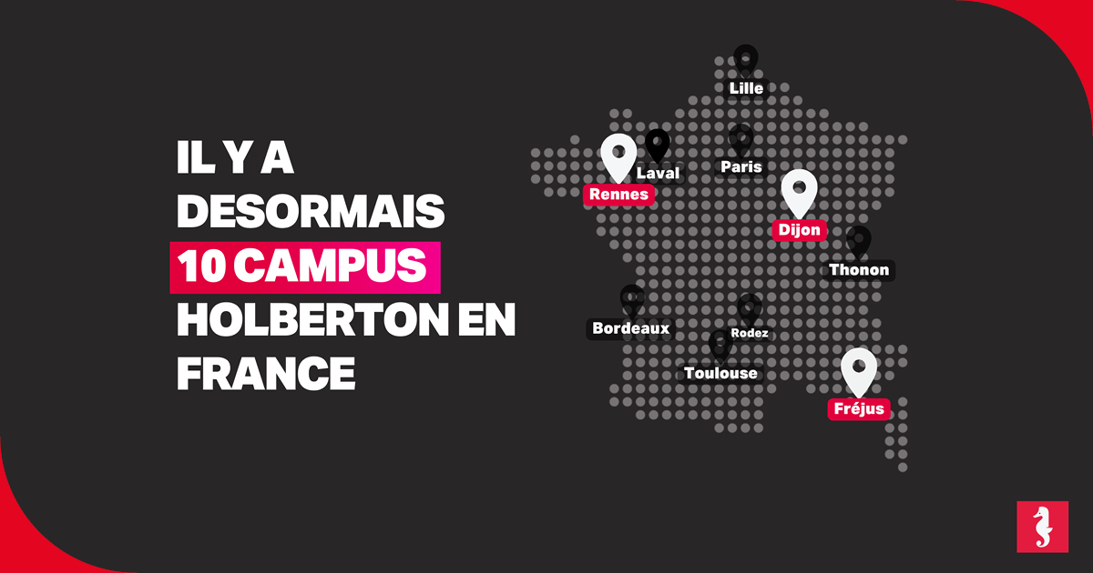 [COMMUNIQUE]

@HolbertonSchool ouvre 3 implantations : Dijon, Fréjus et Rennes. Un maillage au plus proche des territoires pour répondre à l’effort de formation et combler la pénurie en compétences digitales entraînée par la transformation numérique.

👉 holbertonschool.fr/post/cp-holber…