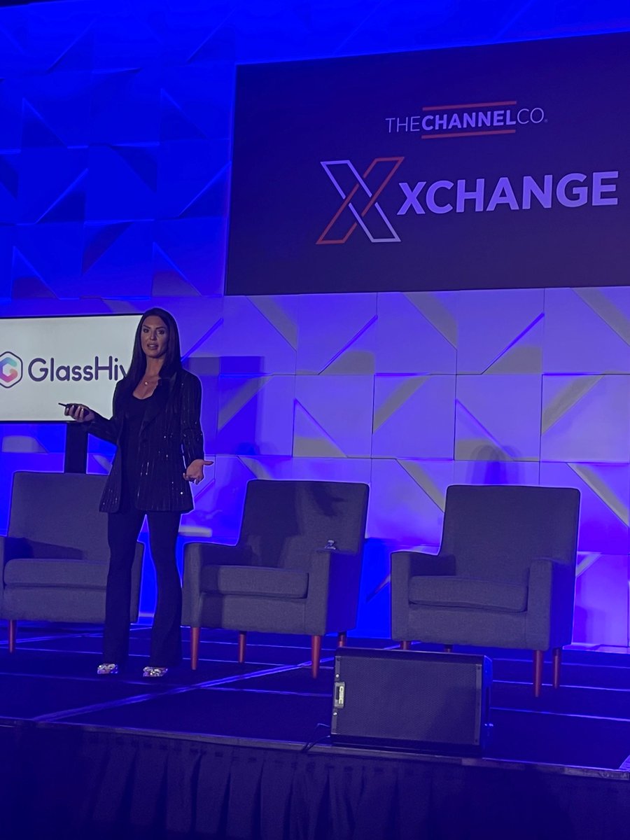 TheChannelCo's tweet photo. . @GlassHiveOS’s Christine Ululati takes the #XCH24 stage to discuss GlassHive’s #AI tool, Magic Branding, and how you can create content specifically for client experience in a matter of minutes and transform your client experience. https://t.co/I1d7XZ3lja
