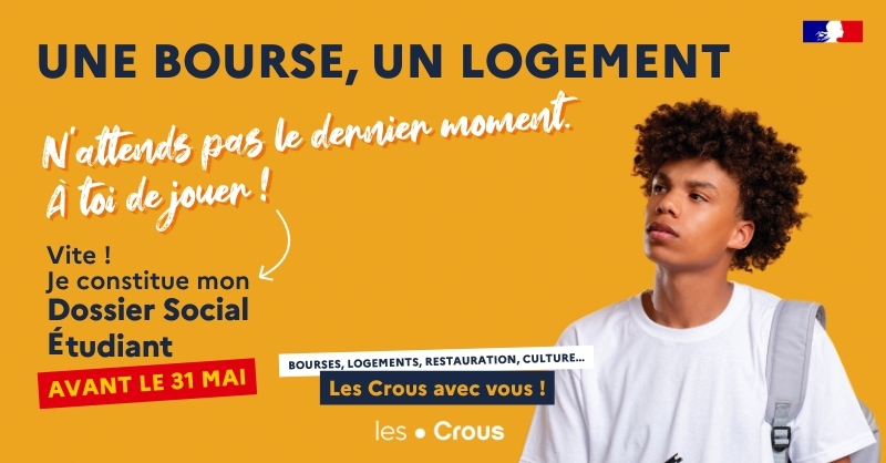 Pour bénéficier d'une bourse ou d'un logement Crous, déposez votre Dossier Social Étudiant dès maintenant ! Plus d'informations sur : JeDemandeMaBourse.lesCrous.fr #DSE #crous #bourse #logement #étudiant