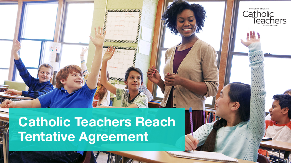 BREAKING: #CatholicTeachers have reached a tentative agreement with the Government of Ontario and the Ontario Catholic School Trustees’ Association (@CatholicEdu) on central terms for a new collective agreement. #onted #onpoli Media Release➡️ catholicteachers.ca/News-Events/Ne…