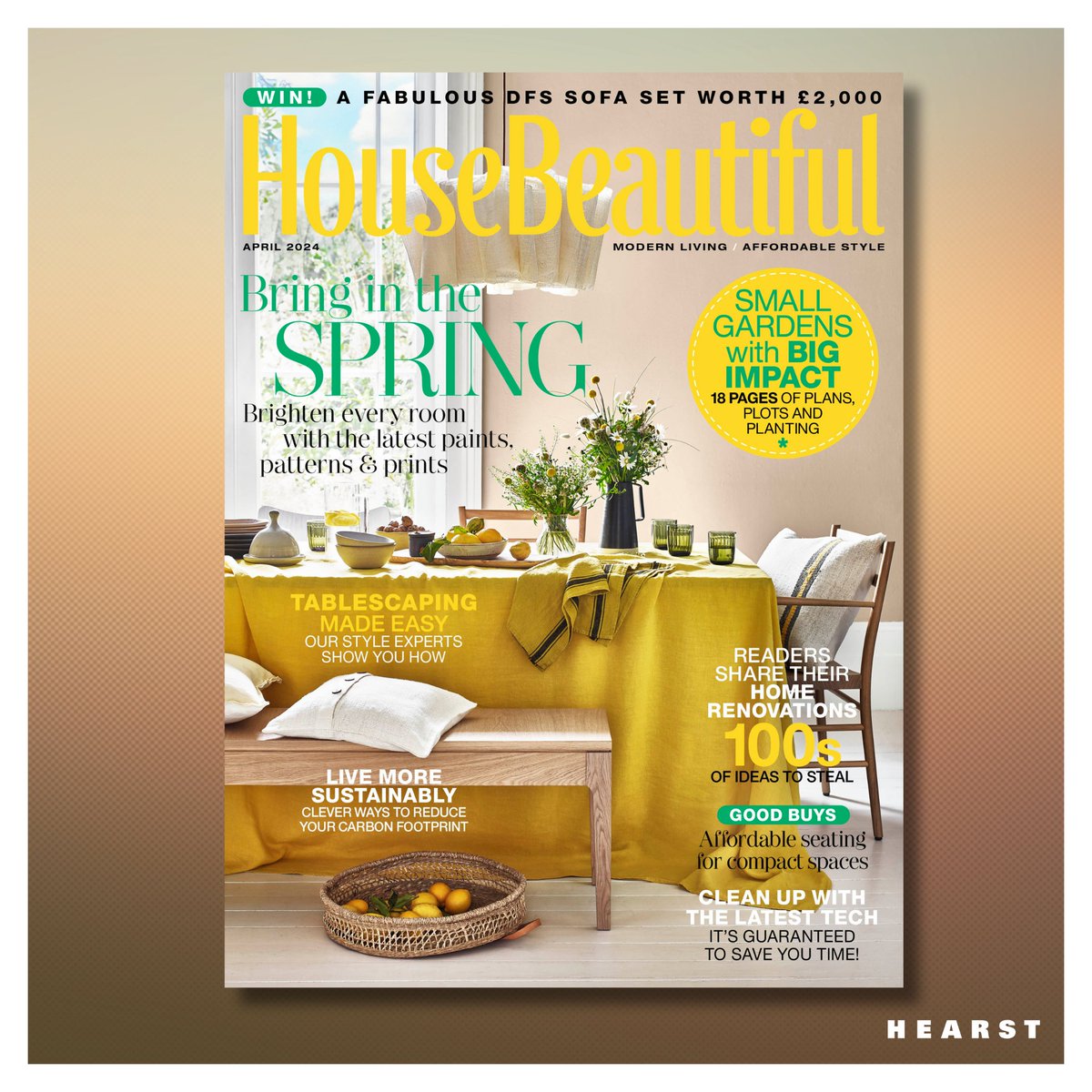Brighten up your Tuesday with the new issue of House Beautiful UK.💛 In the issue, on sale now, find easy ways to bring the spring season into your home, from Easter tablescape trends, bright ideas for the latest paints, patterns and prints, and a small garden special. 🪴@HB