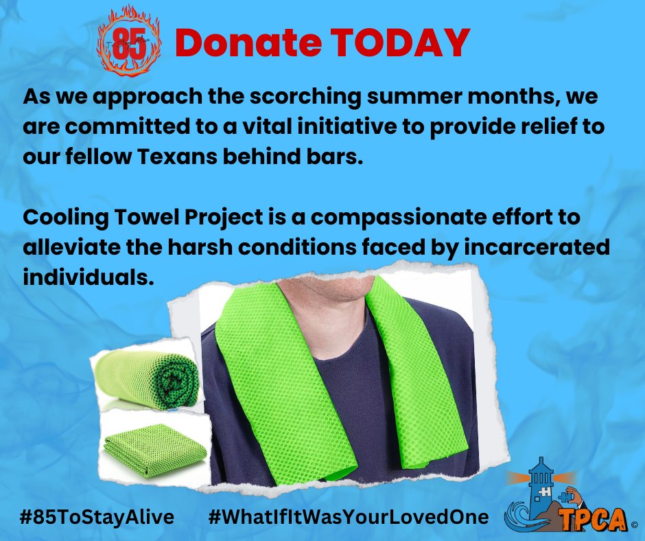 TPCA_org's tweet photo. Bring relief to those behind bars! Your donation makes a tangible impact, providing comfort during scorching days. Join us in this compassionate effort. DONATE NOW &amp; make a difference in the lives of the incarcerated.https://t.co/7w6knyzsgw
#85ToStayAlive
#WhatIfItWasYourLovedOne https://t.co/WSfmjulTau
