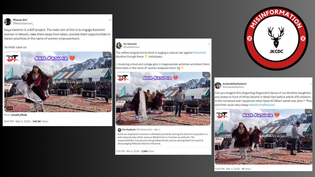 A video of Kashmiri girls performing in cultural event is being shared by several propaganda handles with the claim that “these types of dances never happened before abrogation of #Article370 &amp; it aims to engage Kashmiri women in anti-Islam activities”

Here is the reality👇🏻
1/n