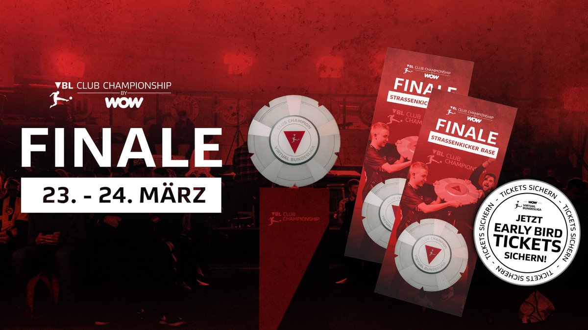 Zeit für das Finale der VBL Club Championship by WOW! 🏆✨

Sichere Dir jetzt Dein Ticket mit Early Bird-Rabatt für die Entscheidung am 23. &amp; 24. März in der Strassenkicker Base in Köln 🎫

🔗 vivenu.com/seller/virtual…

#VirtualBundesliga #VBLCC #WOWVBL