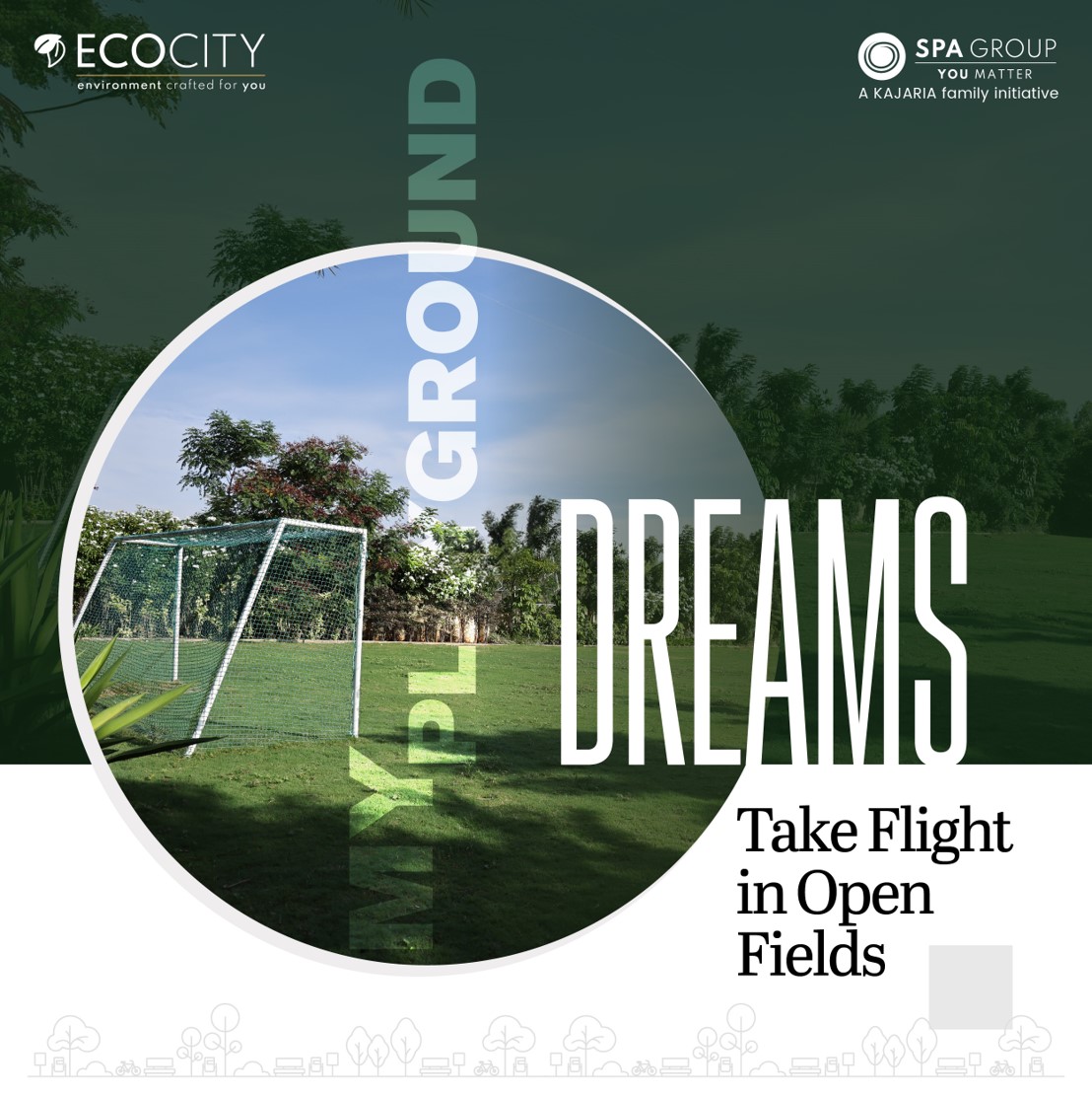 '#MyPlayground' is where the soul finds its wings, and the spirit of play knows no bounds. Craft moments of joy and exploration in this enchanting space, designed for all ages.

To know more visit:  thespagroup.in/ecocity/

#Ecocity #SpaGroup #RawExperiences #Home #Nature
