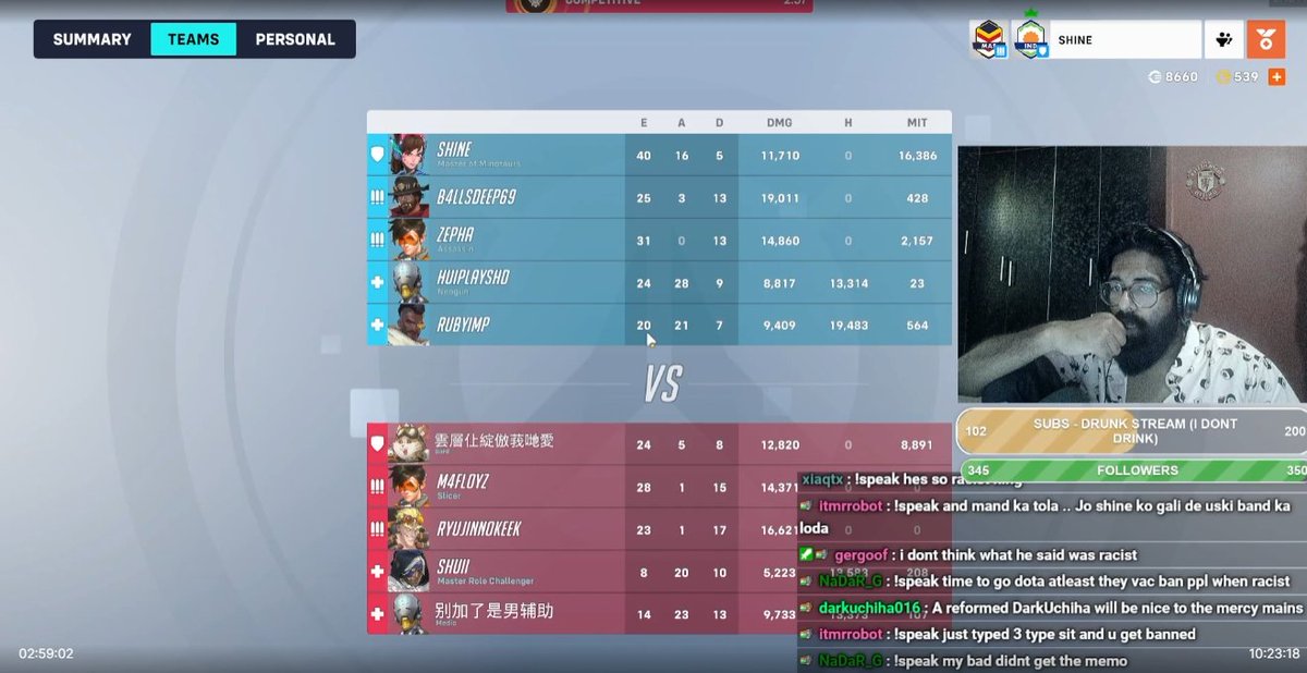 iAMshreyverma's tweet photo. So this is another example of what i go through everyday - I get Racist and toxic shit game in and game out - while I AM SILENCED - he then gets rolled by me and carried by me! 

 I HAVE ALL MY VODS - WHAT GETS ME SILENCED AND BANNED @Blizzard_Ent ? While these guys roam free? https://t.co/VCTyRmWAOy