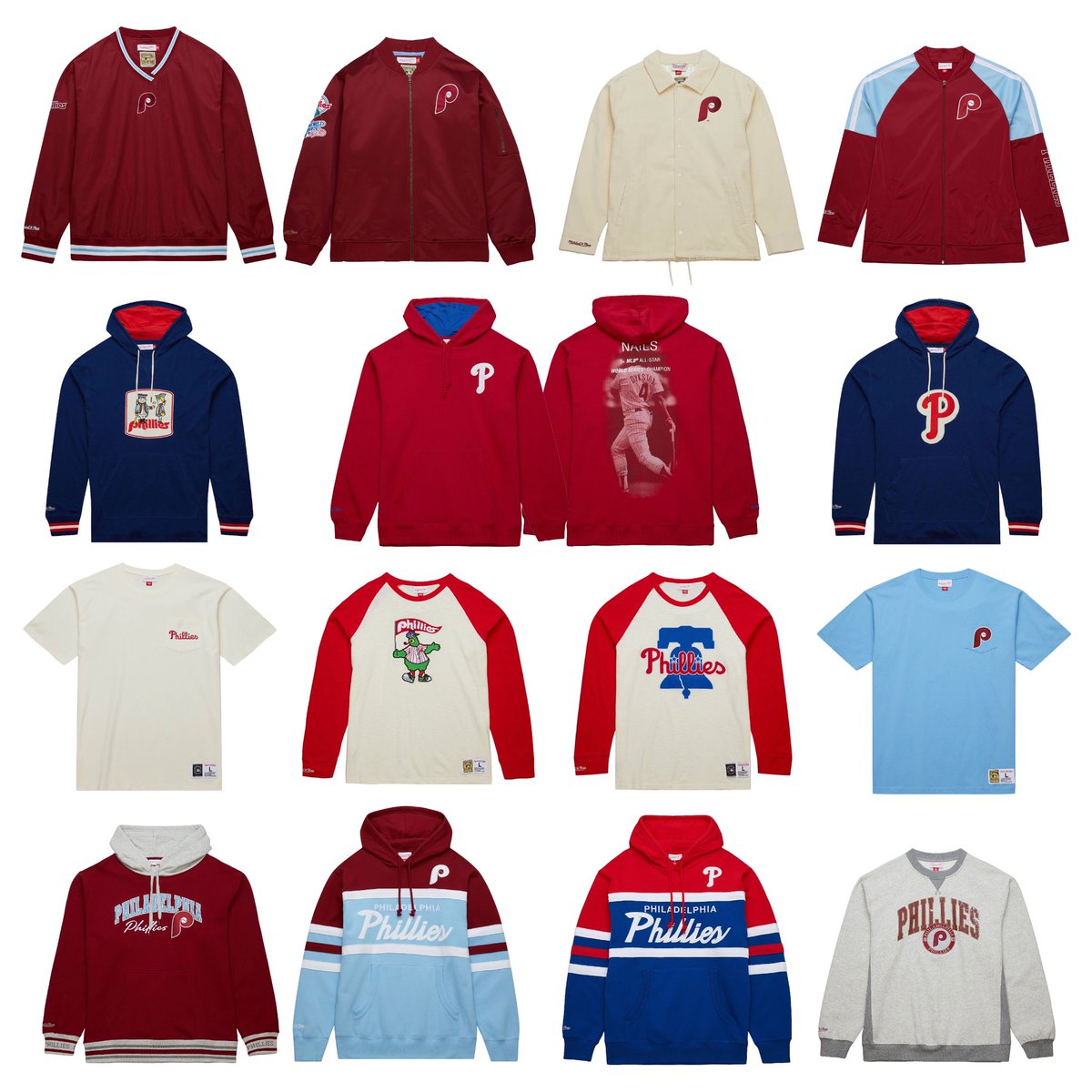 The Fightins ❤️⚾️ We are ready for the baseball season here at Mitchell & Ness, especially for our hometown @Phillies NEW @mitchell_ness Phillies Apparel is available NOW in limited quantities! Come get geared up for opening day with us.
